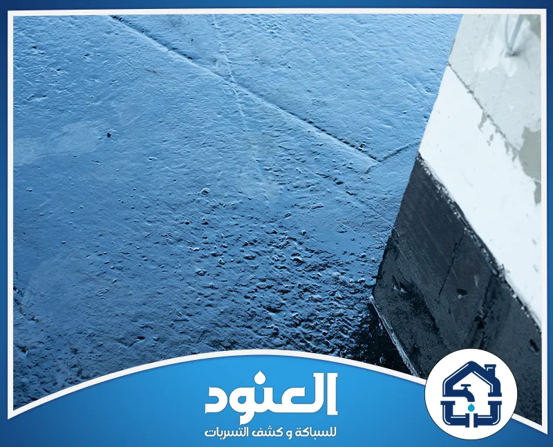 شركة عزل اسطح بالرول بحي الزهور الرياض 0500805875 شركة العنود سطح مطلي بطبقة زرقاء عازلة لحمايته من تسرب المياه.